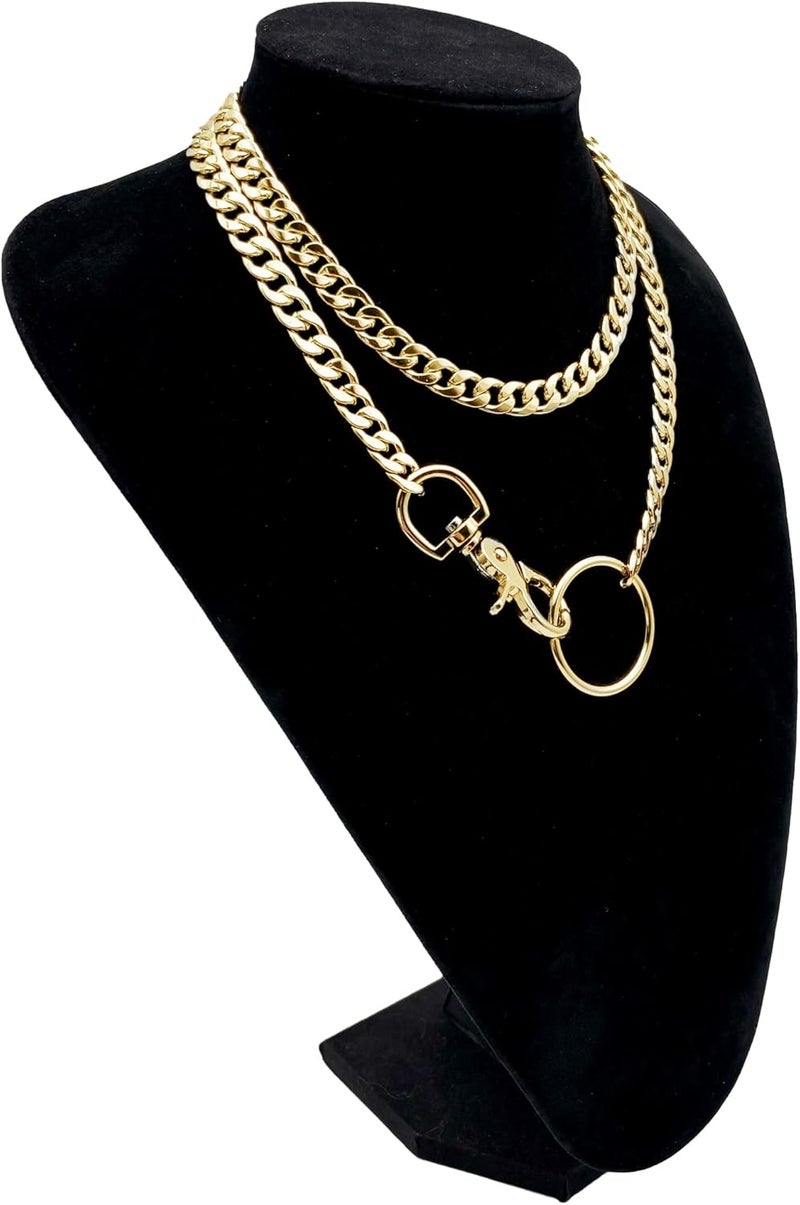 paloli Women's Slip Chain Rainbow Heart O-Ring Chunky Chain Necklace, Rays Cuban Long Layered Jewelry, Adjustable Lariat Y-Necklace Heart Loop Choker - Image 4